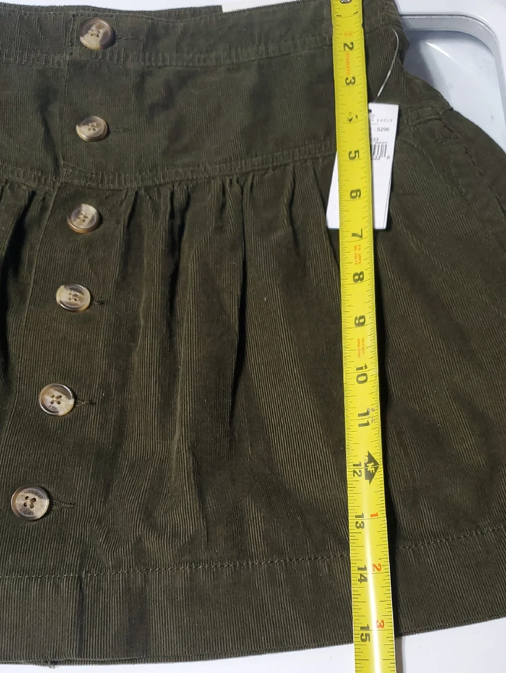 NWT American Eagle Super High-Rise Olive Green Button-Front Mini Skirt Size 0
